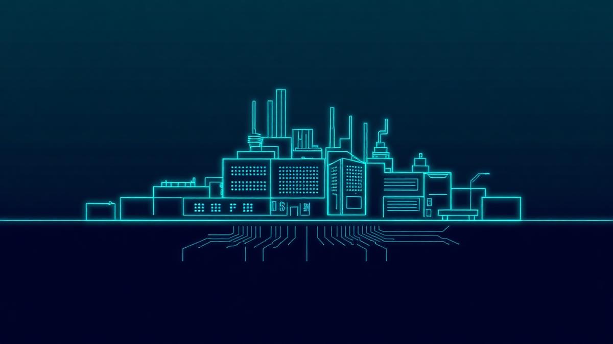Line illustration of a semiconductor fabrication plant